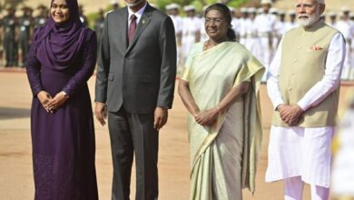 _Mohamed Maldives prez Muizzu with President Murmu and PM Modi
