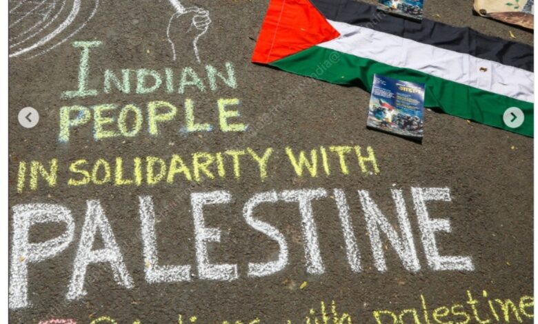 Palestine solidarity day in Delhi, marking 1st anniversary of ongoing Gaza assault