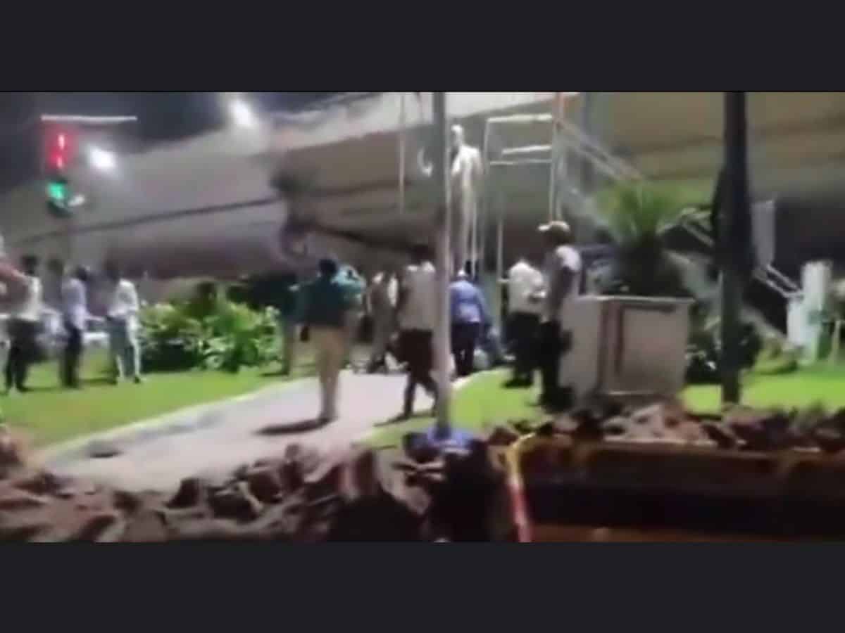 Tension erupts at Tank Bund as mob demolish wall around Ambedkar statue