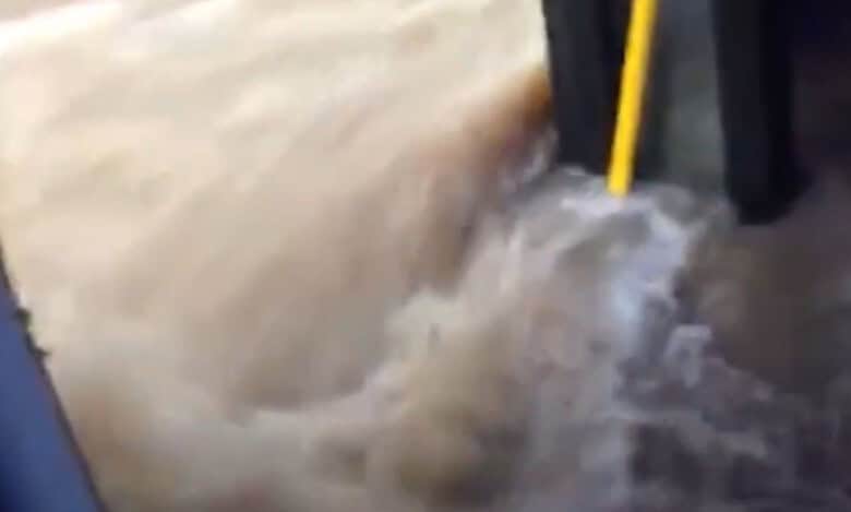 Flood water entering RTC Bus in Hyderabad