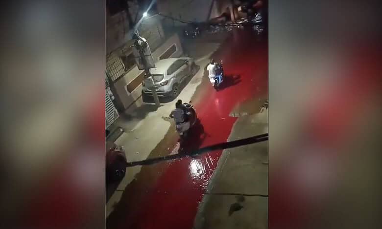 Road turns red in Hyderabad, residents panic