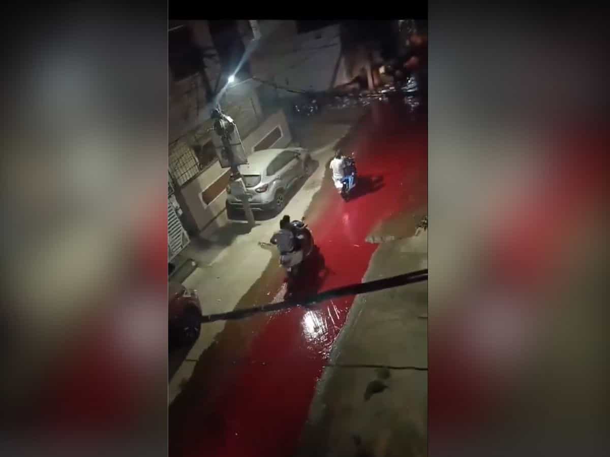 Road turns red in Hyderabad, residents panic