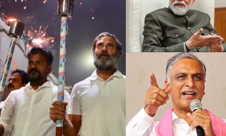 PM Modi's comments on Congress' guarantees draws reactions from political bigwigs in Telangana.