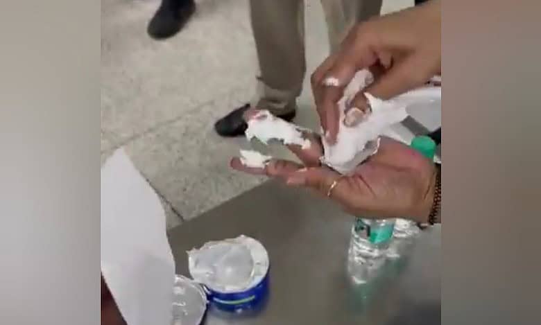 Watch: Flyer from Riyadh held for smuggling gold in cream box at Delhi airport