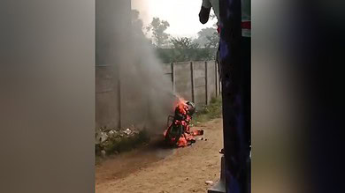 Telangana: Man sets bike on fire after harassment by loan company