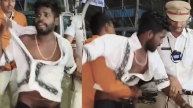 Video: Drunk man creates nuisance during vehicle check in Hyderabad