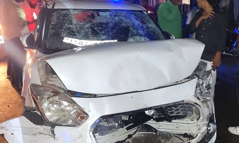 Out of control car crashes into people at Hyderabad's Nampally