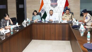Telangana DGP Dr Jitendra holds review on Safe City Project at his office on Saturday.