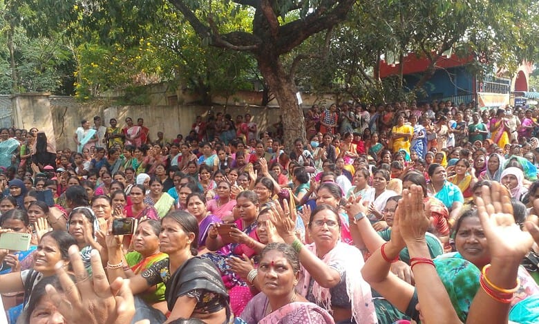 ASHA workers protest in Hyderabad