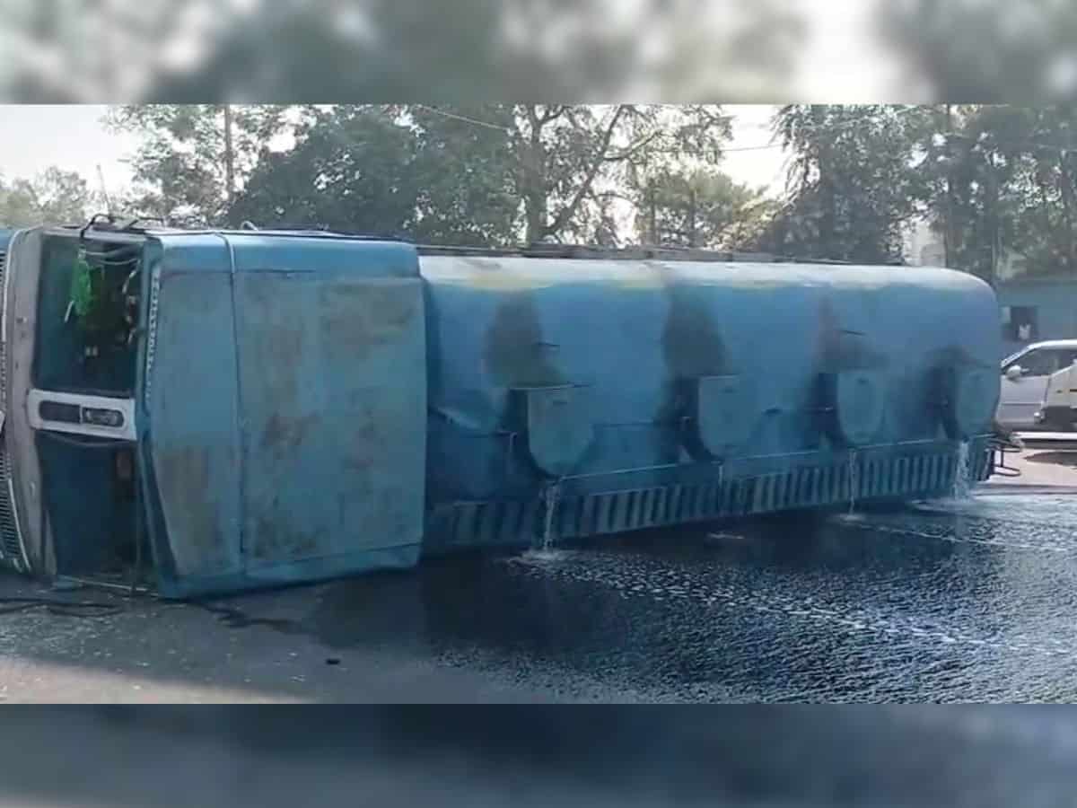 Diesel tanker overturns in Secunderabad sparking diesel, traffic woes