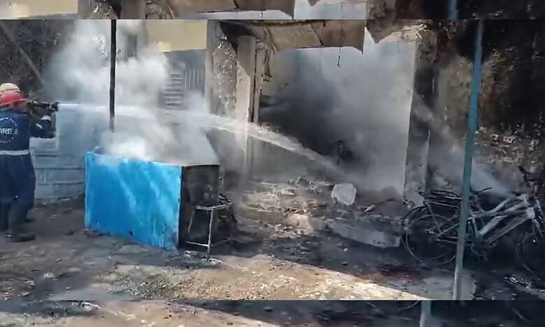 Fire at puncture shop in Hyderabad's Amberpet, Rs 2L loss reported