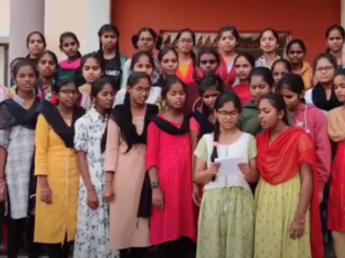 KGBV Thoguta students hold an innovative protest by making a parody of a popular Telangana movement song to communicate their issue to their teachers and the state government.
