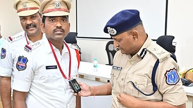Rachakonda commissioner hands over body cameras to enforcement officers