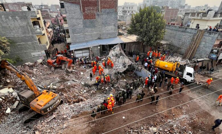Rescue operation continues after a multi-storey building collapsed