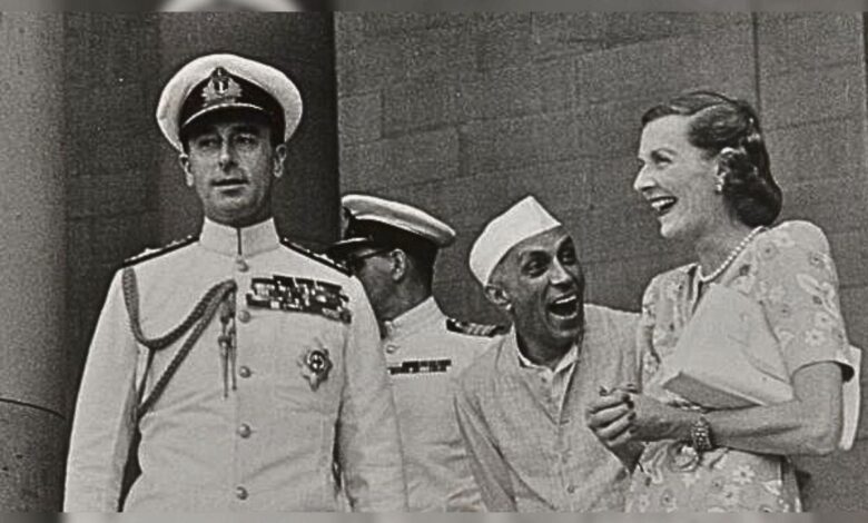 Jawaharlal Nehru with Louis and Edwina Mountbatten or Lady Mountbatten