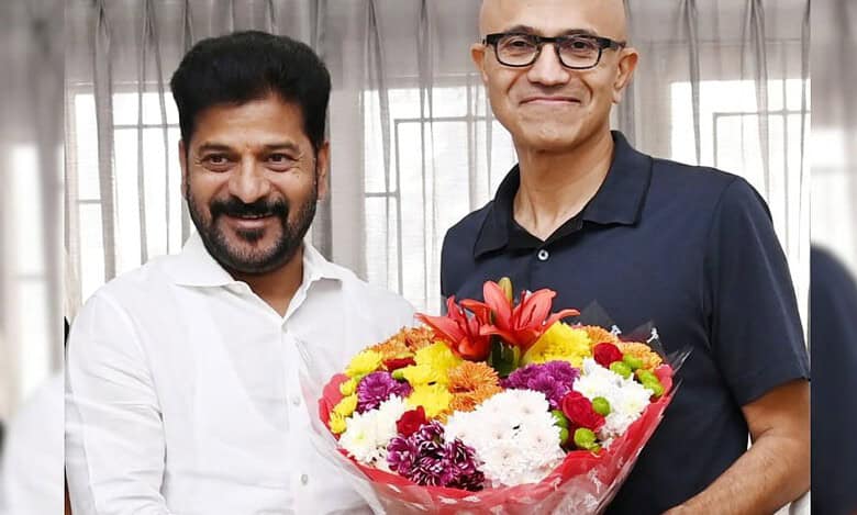 Microsoft CEO Satya Nadella meets Telangana CM in Hyderabad