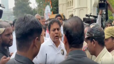 Telangana: BRS leaders stopped outside assembly for wearing 'Revanth-Adani Bhai Bhai' shirt