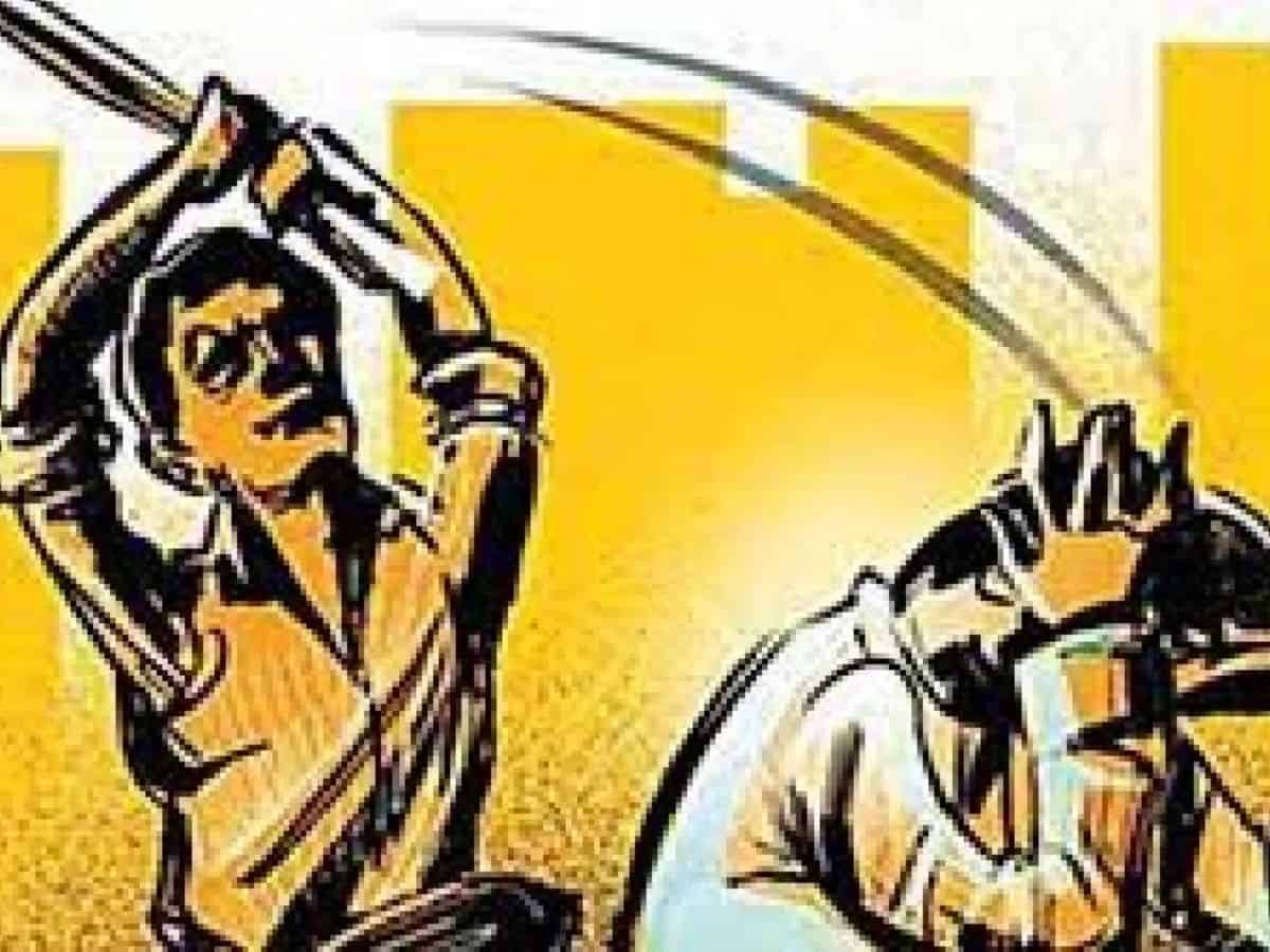 illustration showing Hyderabad school student attacking a teacher