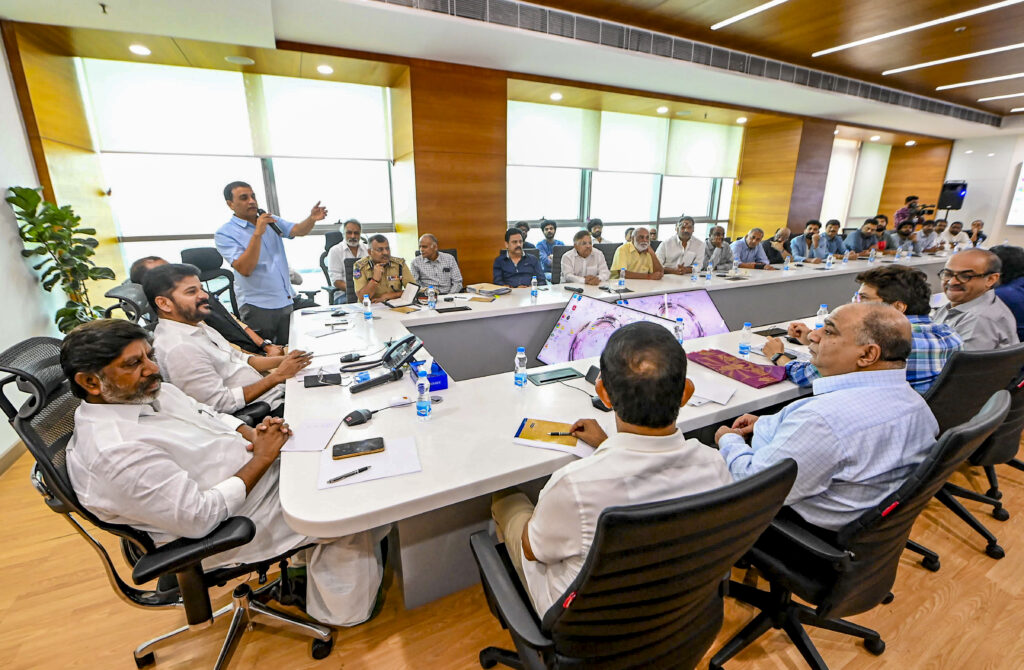 Revanth Reddy with Telugu filmmakers in Hyderabad