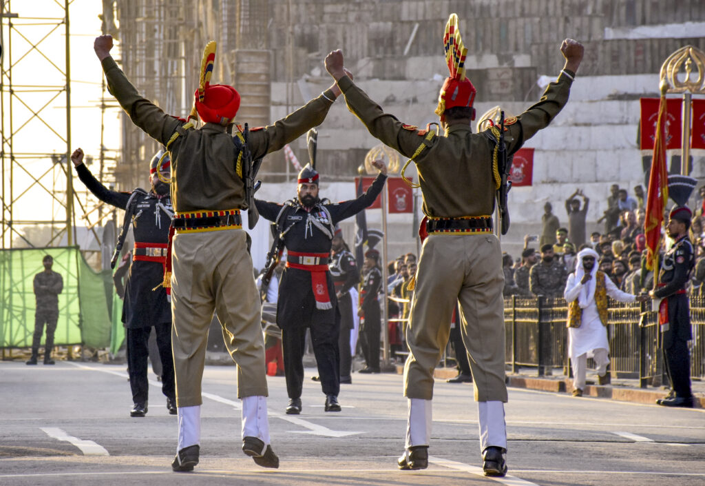 Beating Retreat ceremony at Attari border
