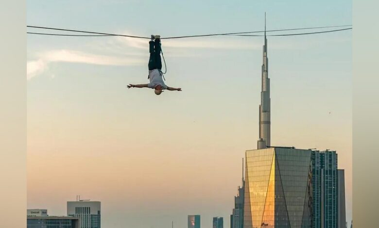 Watch: Jaan Roose makes history with highline walk in Dubai