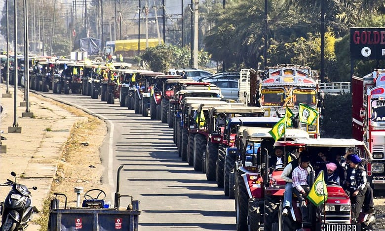 Farmers take out a massive tractor parade in Punjab, on India's 76th Republic Day