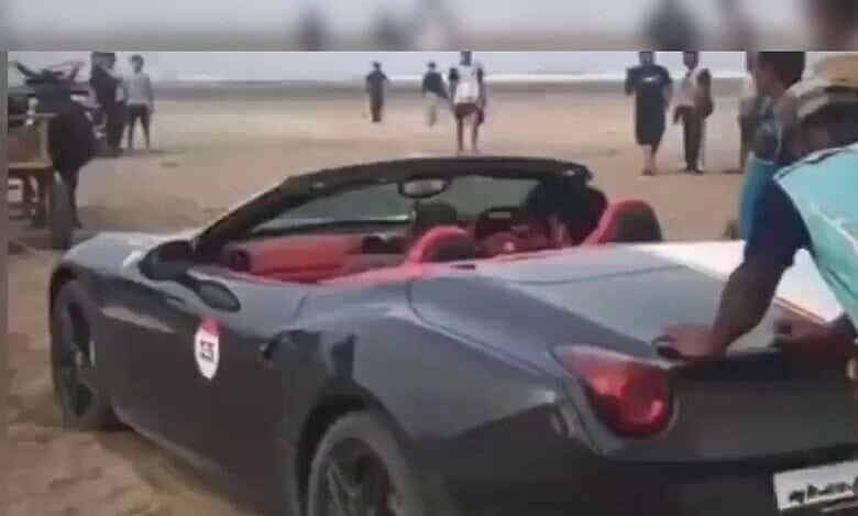 Watch: Ferrari stuck in sand at beach, pulled out by bullock cart