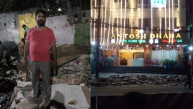 GHMC demolished illegal road encroachments on Chintal Basthi main road on Wednesday, January 22.