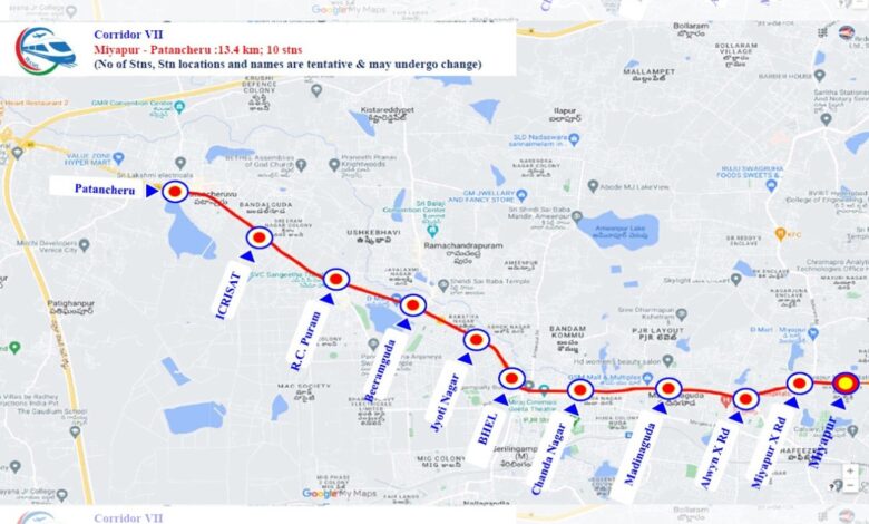 Hyderabad Metro Phase 2 Miyapur to Patancheru route map announced