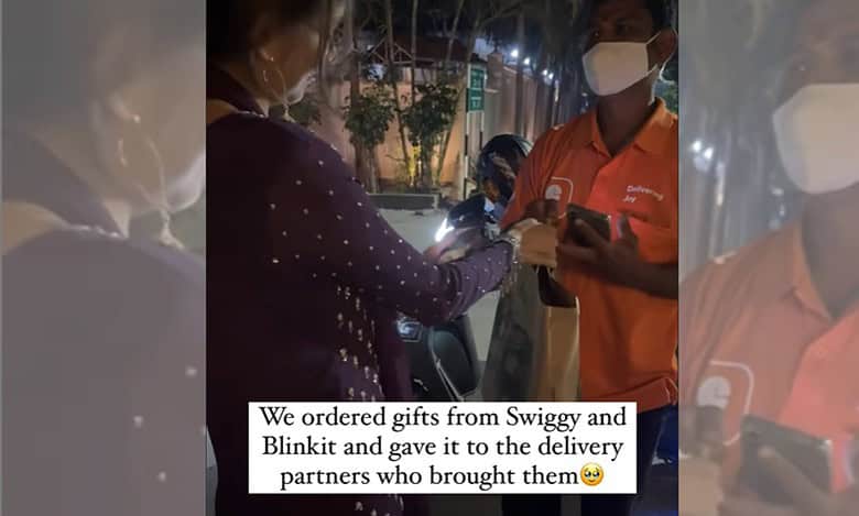 Hyderabad vloggers win hearts by gifting Swiggy, Blinkit orders to delivery agents