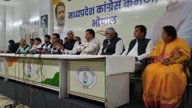 TS Singhdeo, the former Deputy Chief Minister of Chhattisgarh and senior Congress leader addressing a Press conference here in Bhopal in the Madhya Pradesh Congress Committee office Headquarters.