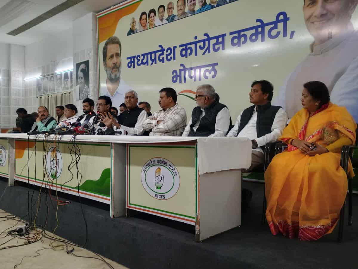 TS Singhdeo, the former Deputy Chief Minister of Chhattisgarh and senior Congress leader addressing a Press conference here in Bhopal in the Madhya Pradesh Congress Committee office Headquarters.