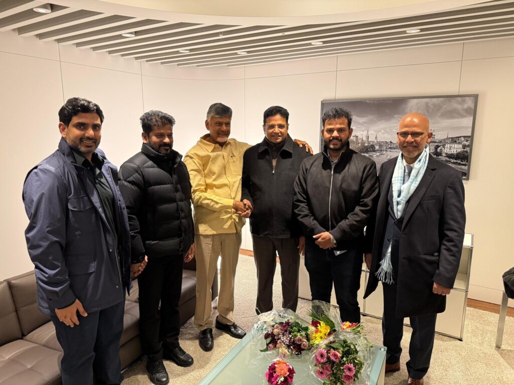 Telangana and Andhra Pradesh delegations meet at Zurich Airport ahead of the Davos Summit