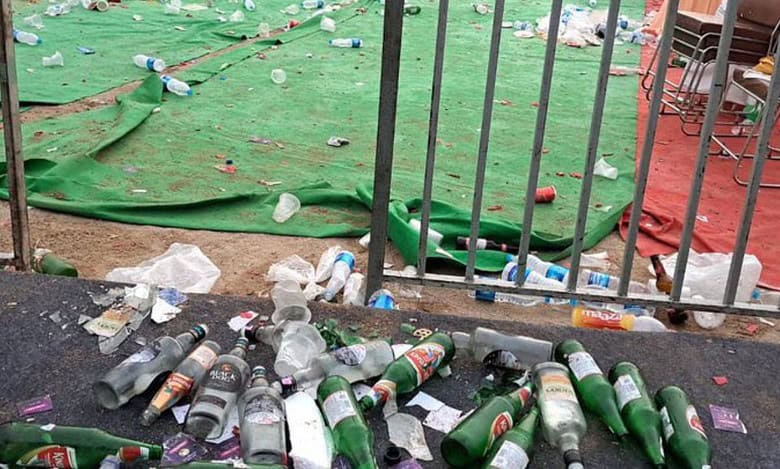 Trash in Uppal Municipal stadium