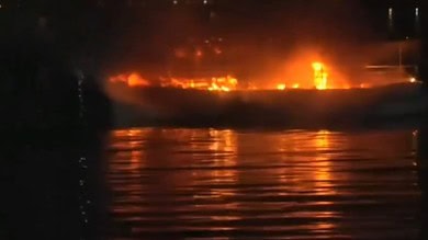 Fire at Hussain Sagar during 76th Republic Day celebrations in Hyderabad