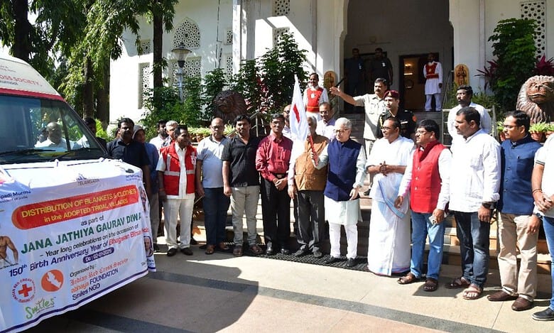 Telangana Governor flags off winter relief materials for tribal villages