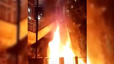 Fire breaks out near Khairatabad metro station in Hyderabad