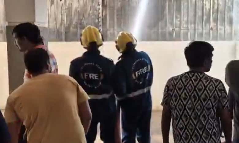 Fire erupts at warehouse in Hyderabad's Narsingi