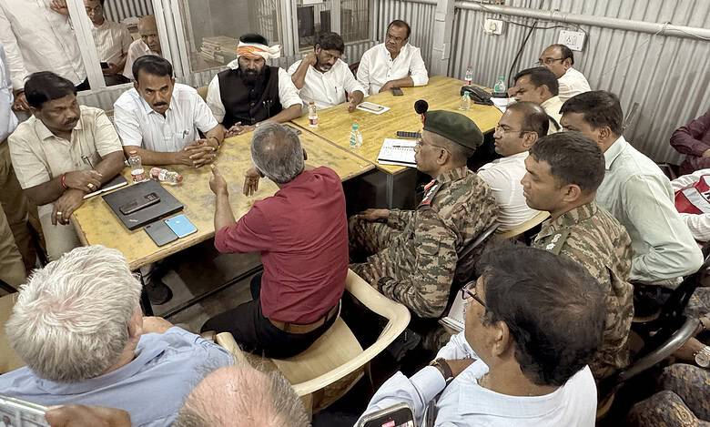 Telangana SLBC tunnel rescue meeting.