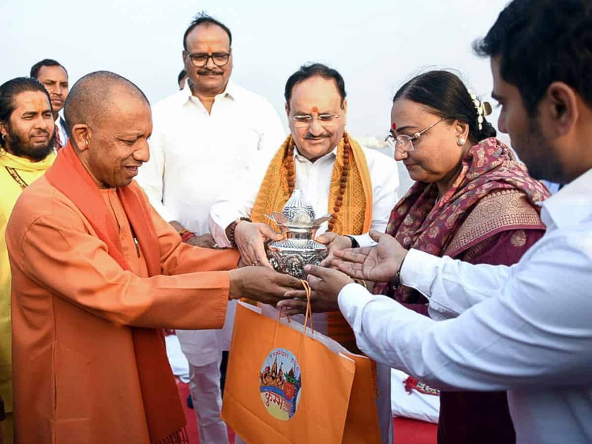 Maha Kumbh: BJP chief Nadda, family take dip at Sangam