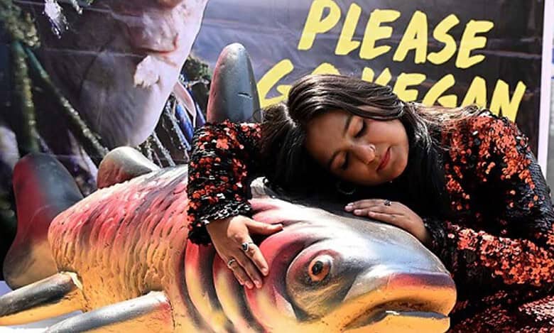 PETA's display at KBR Park in Hyderabad
