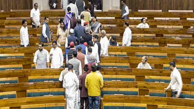Oppn stages brief walkout during FM's Budget speech, demands response on Kumbh stampede