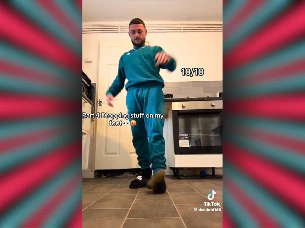 TikTok trend breaks out with users dropping things on feet