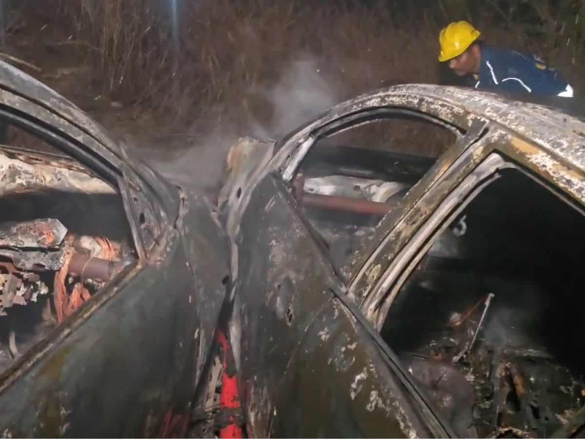 Vehicles gutted in fire at Hyderabad's police station dumpyard