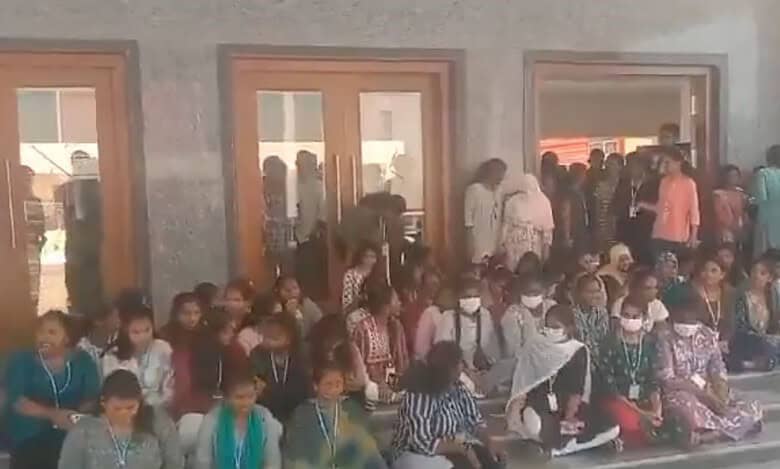 Students protest at Andhra university after men spotted in women's washroom
