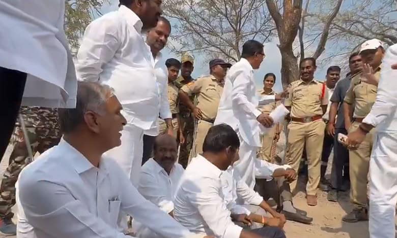 Telangana: Harish Rao stopped from visiting SLBC tunnel roof collapse site