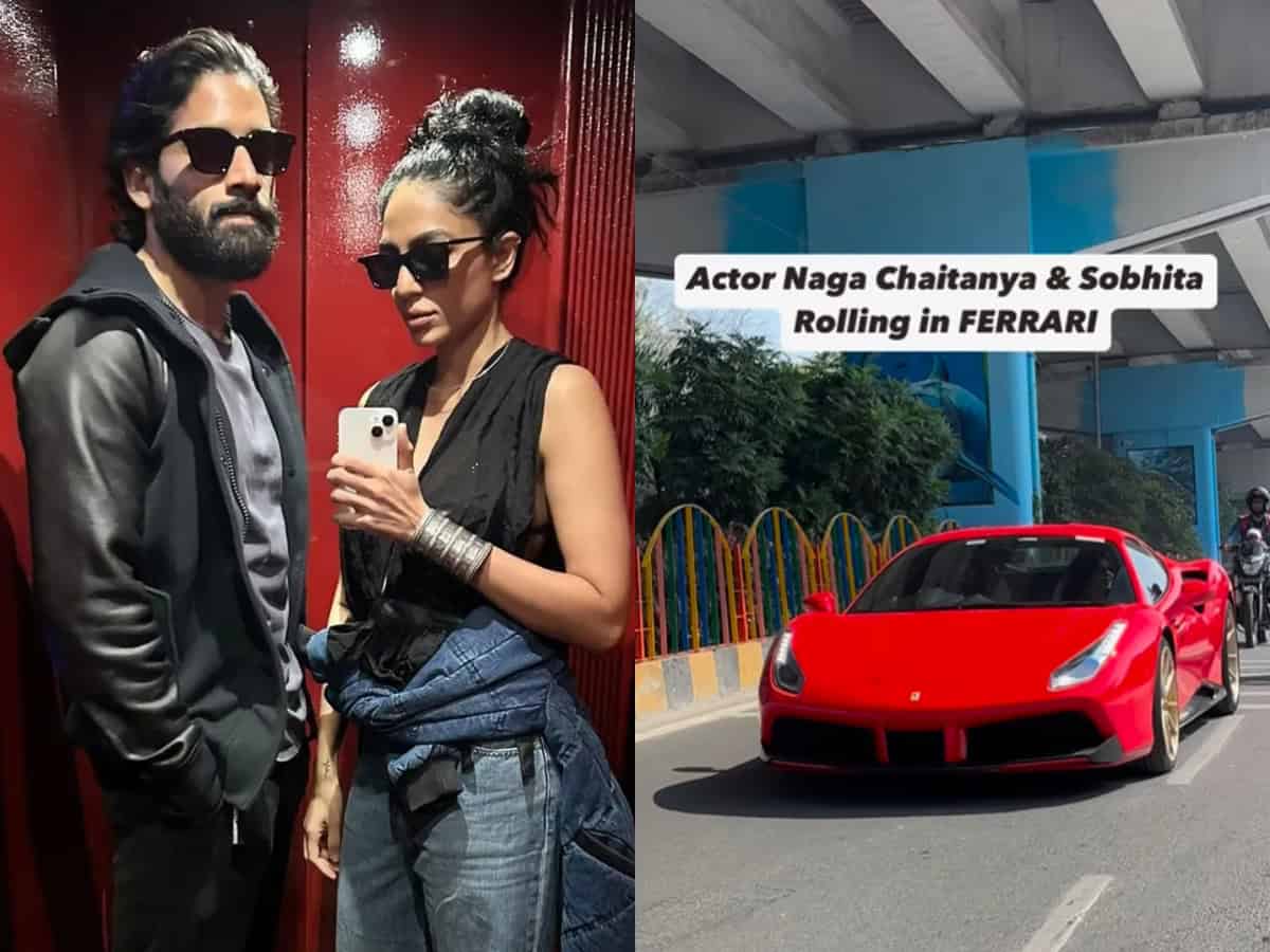 Video: Naga Chaitanya, Sobhita in red Ferrari at Jubilee Hills