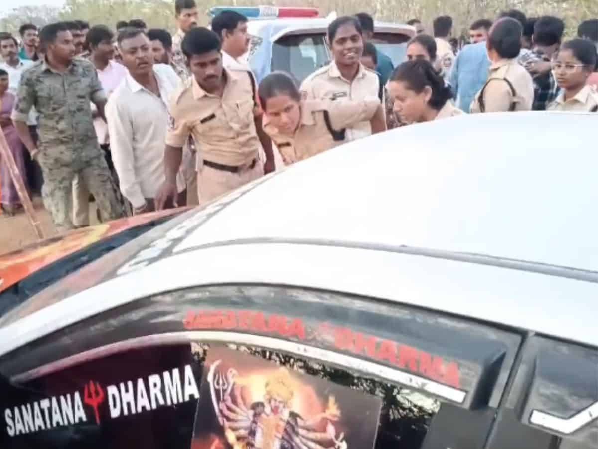 Lady Aghori prevented from entering Sircilla town on Monday, February 2.