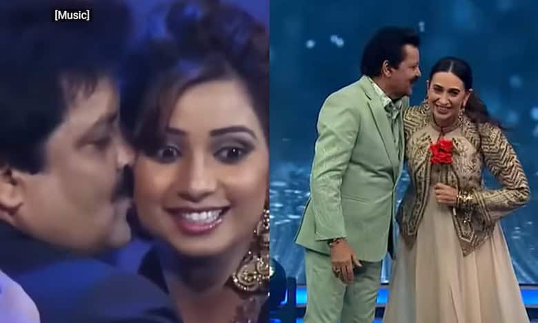 Viral videos: Udit Narayan kisses Shreya Ghoshal, Karisma Kapoor