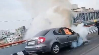 Car catches fire on PVNR Expressway
